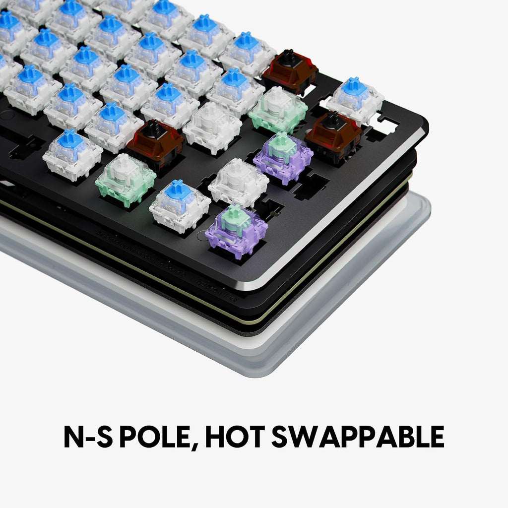 Pulsar PCMK 3 HE 60 Hall Effect Magnetic Gaming Keyboard, Rapid Trigger, Adjustable Actuation Magnetic Switch, 8k Polling, Ultra-Low Latency, RGB Lighting, Hot-Swap, Double Shot PBT Keycaps (White)