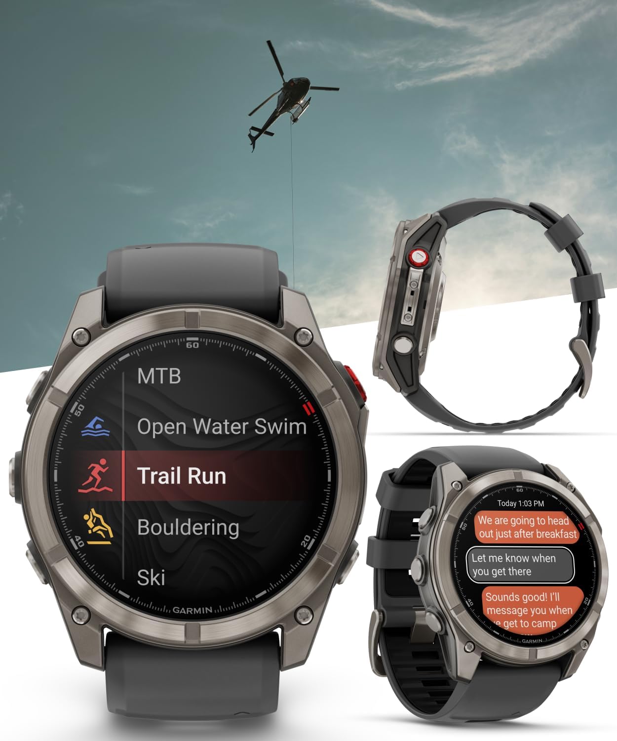 Garmin Fenix 8 Pro 51mm AMOLED Sapphire Premium Connected Multisport GPS Smartwatch, inReach Technology, Titanium with Graphite Silicone Band w/White Earbuds Bundle