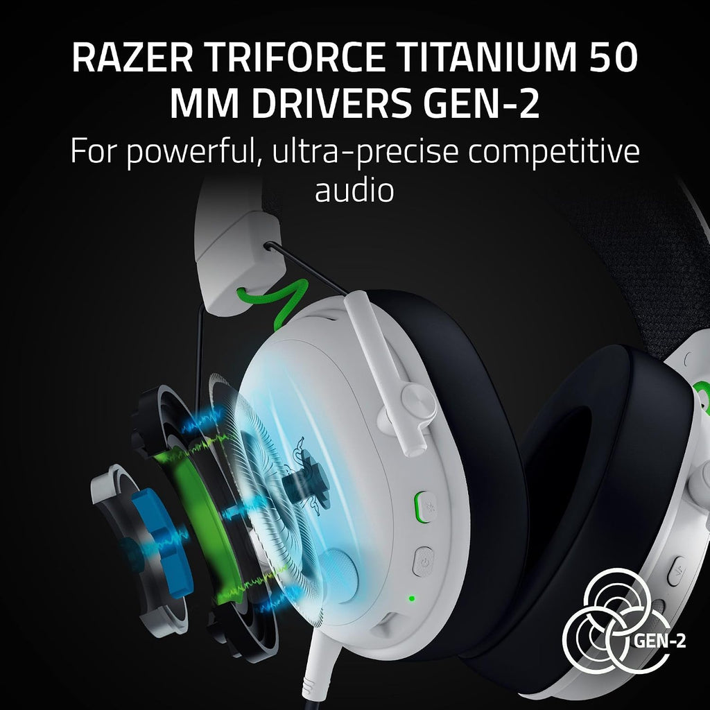 Razer BlackShark V3 Wireless Gaming Headset for Xbox: 50mm Drivers - Super Wideband Mic - 2.4 GHz, Bluetooth, USB - Works with PC, Mac, PS5, Nintendo Switch, Smartphone - Long Battery Life - White
