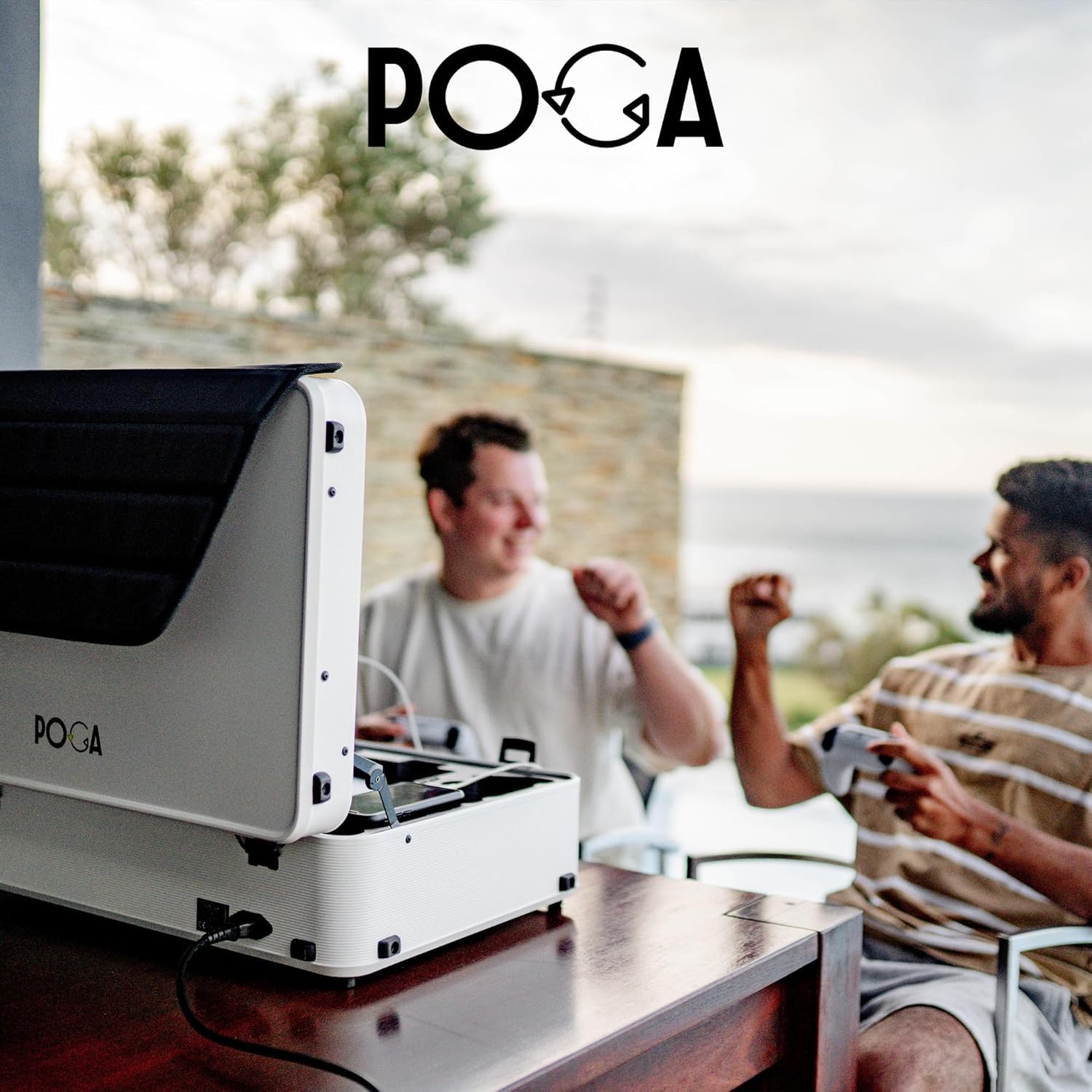 POGA LUX Compatible with PlayStation 5 Premium Portable Console Travel Case incl. Trolley and 24'' AOC Gaming Monitor - (V3 - Bluetooth Speaker Optional) White