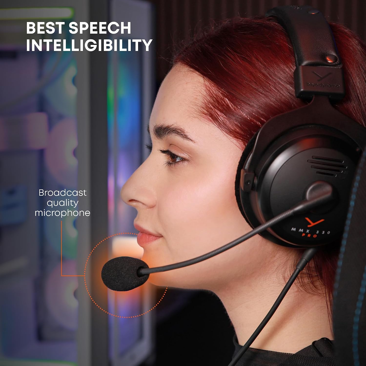 beyerdynamic MMX 330 Pro Open-Back Gaming Headset with Stellar.45 Driver and Condenser Microphone, Wired Gaming Headphone Suitable for PC, Gaming Console, PS, Switch. Handmade in Germany, Black