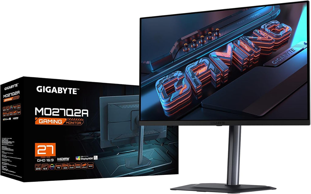 GIGABYTE - MO27Q2A - 27' QD-OLED Gaming Monitor - QHD 2560x1440-280Hz - 0.03ms GTG - AMD FreeSync Premium Pro, G-SYNC Compatible - Type-C KVM - HDMI, DP, Type-C - Height and Tilt Adjustable - Black