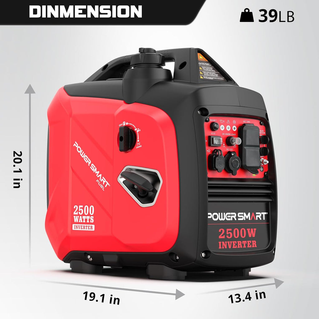 PowerSmart 2500 Watt Portable Inverter Generator, 79.8cc Gas Powered Engine with 5.5H Long Runtime, Ultra Quiet Small Generator for Camping, RV, Home Power Outage and Outdoor Emergency