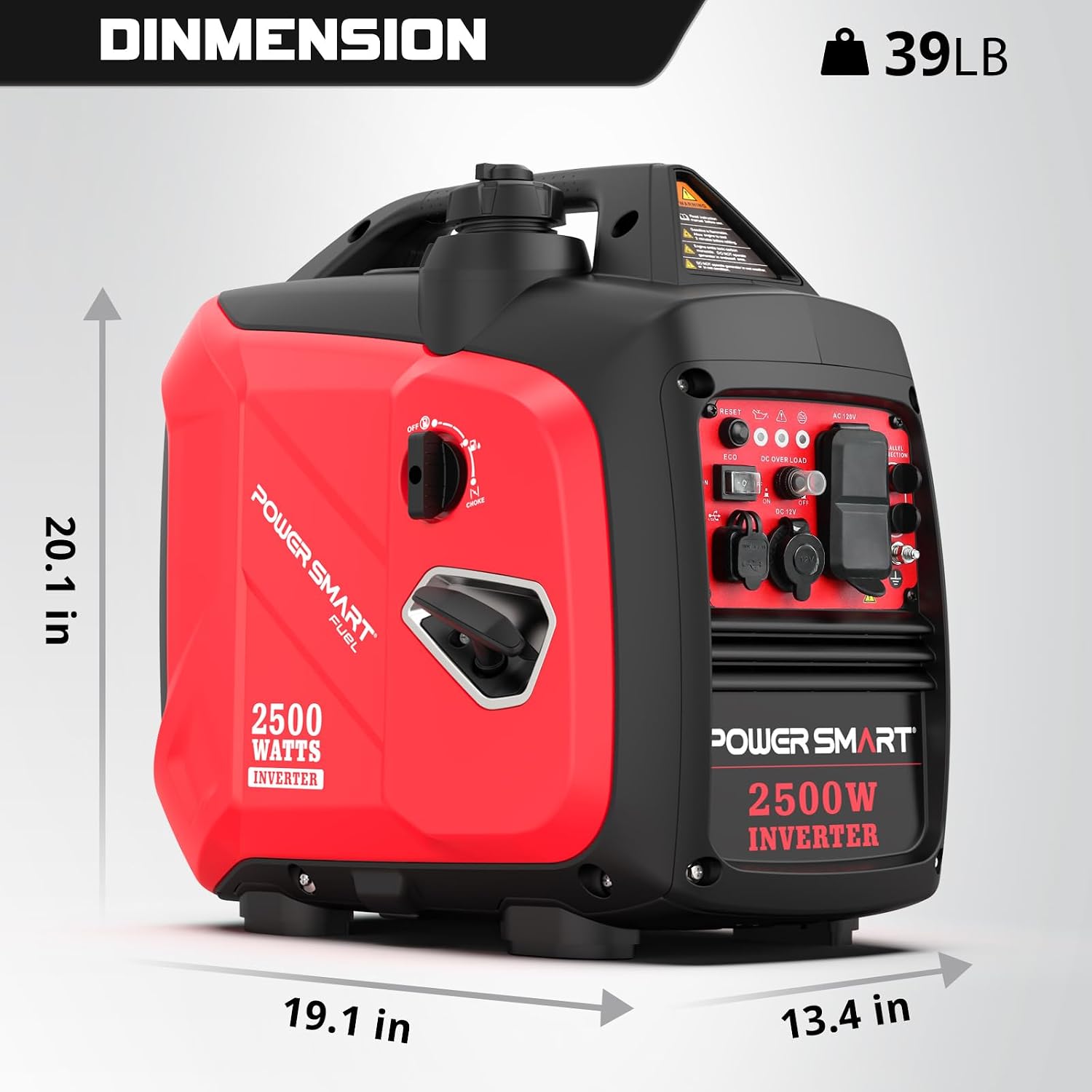 PowerSmart 2500 Watt Portable Inverter Generator, 79.8cc Gas Powered Engine with 5.5H Long Runtime, Ultra Quiet Small Generator for Camping, RV, Home Power Outage and Outdoor Emergency