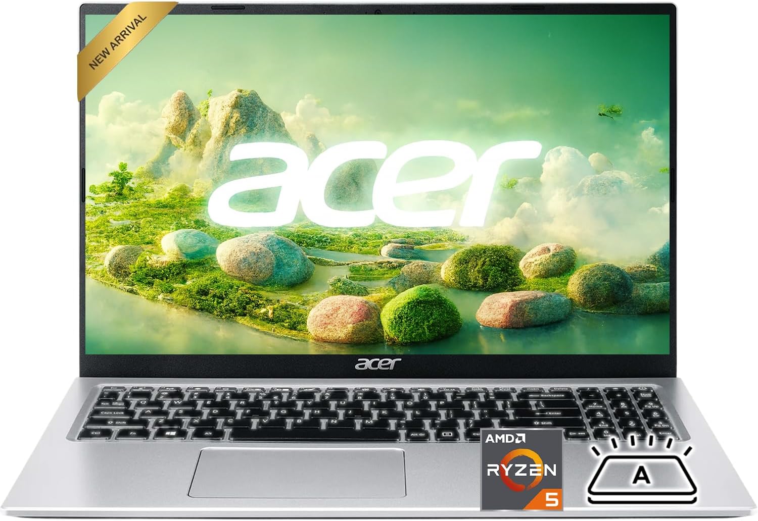 acer Aspire 3 Premium Slim Laptop Computer with Backlit Keyboard - AMD Ryzen 5 7430U CPU - 8GB RAM - 512GB SSD - 15.6' FHD Display - Fast Wi-Fi 6 - Webcam - Copilot AI Chat - Windows 11 Pro