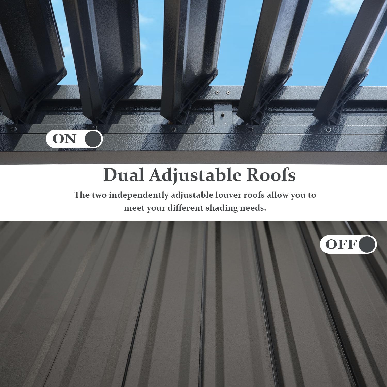 Domi Louvered Pergola 10×20 FT, Outdoor Aluminum Pergola with Adjustable Rainproof Roof and Drainage System, Metal Pergola Gazebo for Patio, Deck, Backyard, Grey