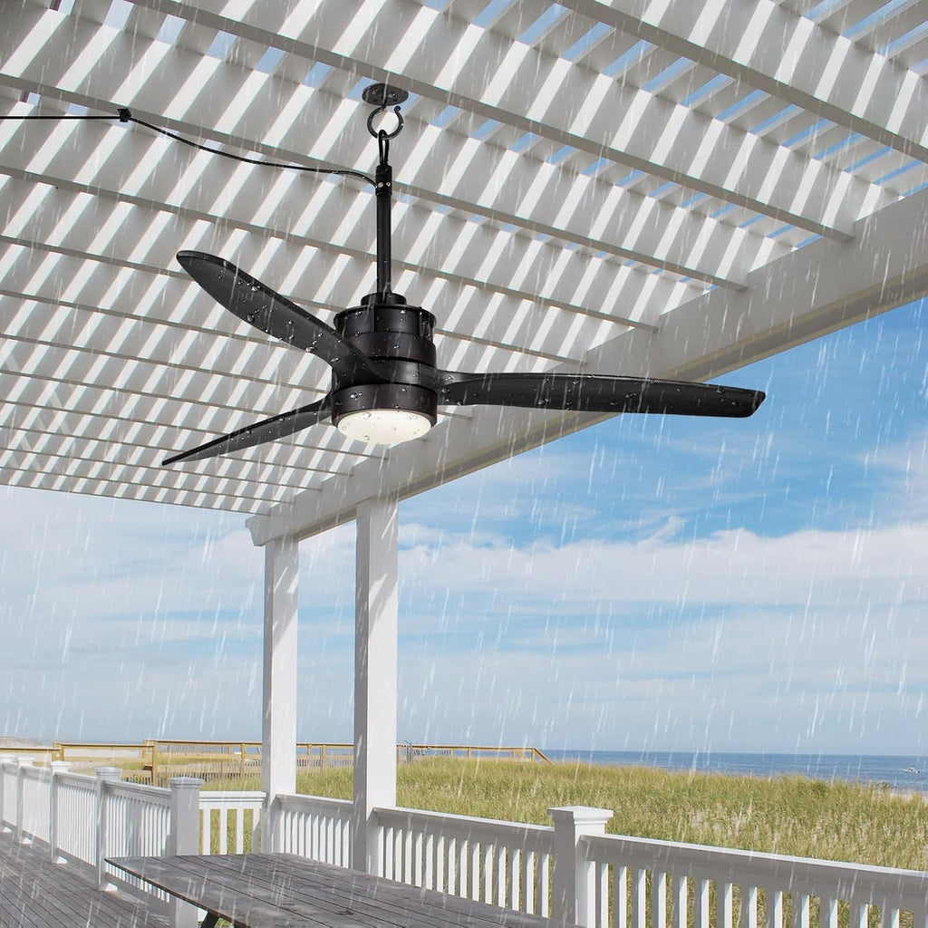 EKIZNSN 42' Wet Rated Gazebo Ceiling Fans Outdoor Hanging for Patios Waterproof, Pergola Ceiling Fan with Light, Hook Installation, Black