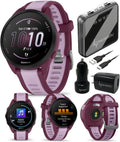 Garmin Forerunner 165 Music Running Smartwatch, Colorful AMOLED Touchscreen, Training Metrics and Recovery Insights Includes PowerPack +Adapters Bundle, Berry/Lilac