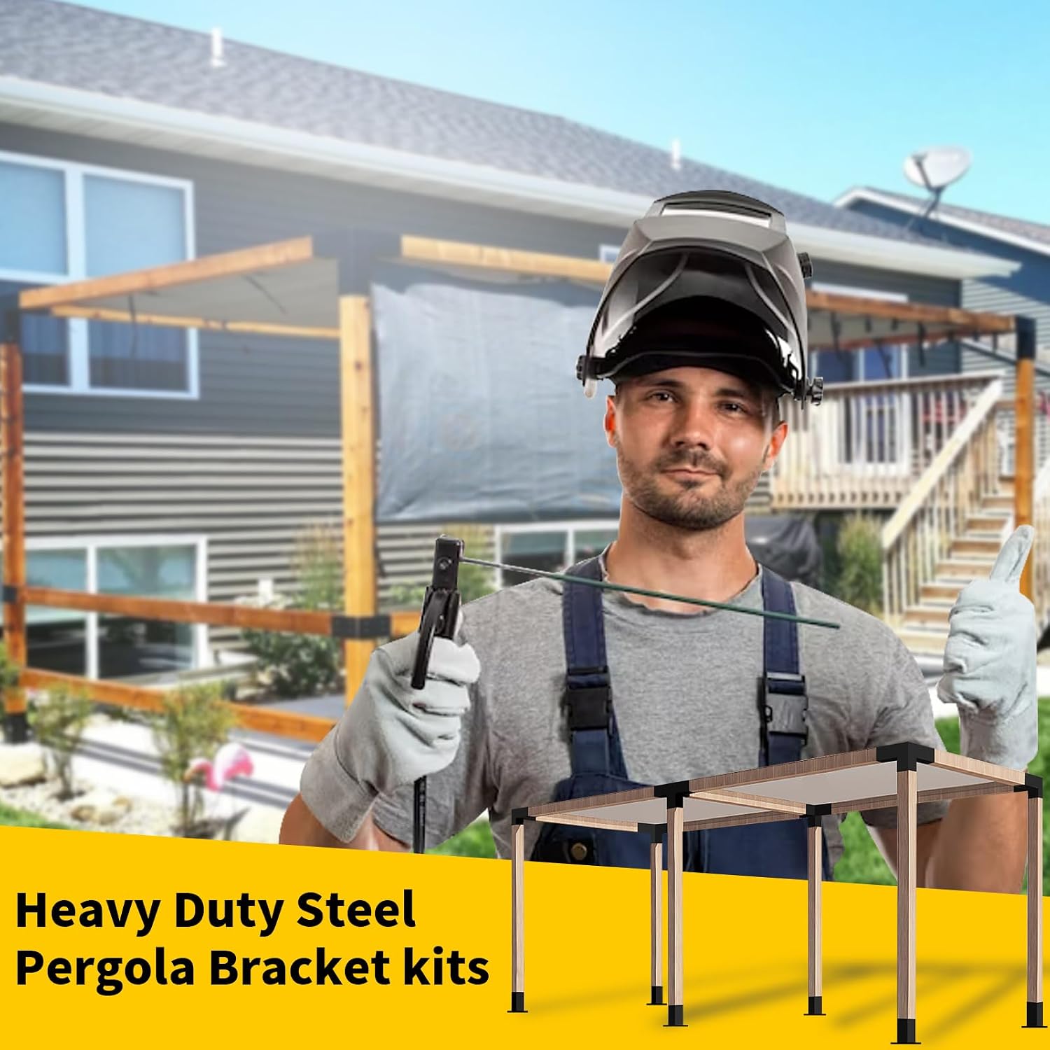 Pegola Bracket Kits 4PacK,3-Way Right Angle Corner Woodwork Brackets for 6'x6' (Actual:5.5'x5.5') Lumber,DIY Metal Wood Beam Brackets for Patio Pavilion,Log Cabin Outdoor Kitchen with Screws