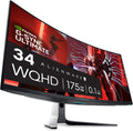 Alienware AW3423DW Curved Gaming Monitor 34.18 inch Quantom Dot-OLED 1800R Display, 3440x1440 Pixels at 175Hz, True 0.1ms Gray-to-Gray, 1M:1 Contrast Ratio, 1.07 Billions Colors - Lunar Light