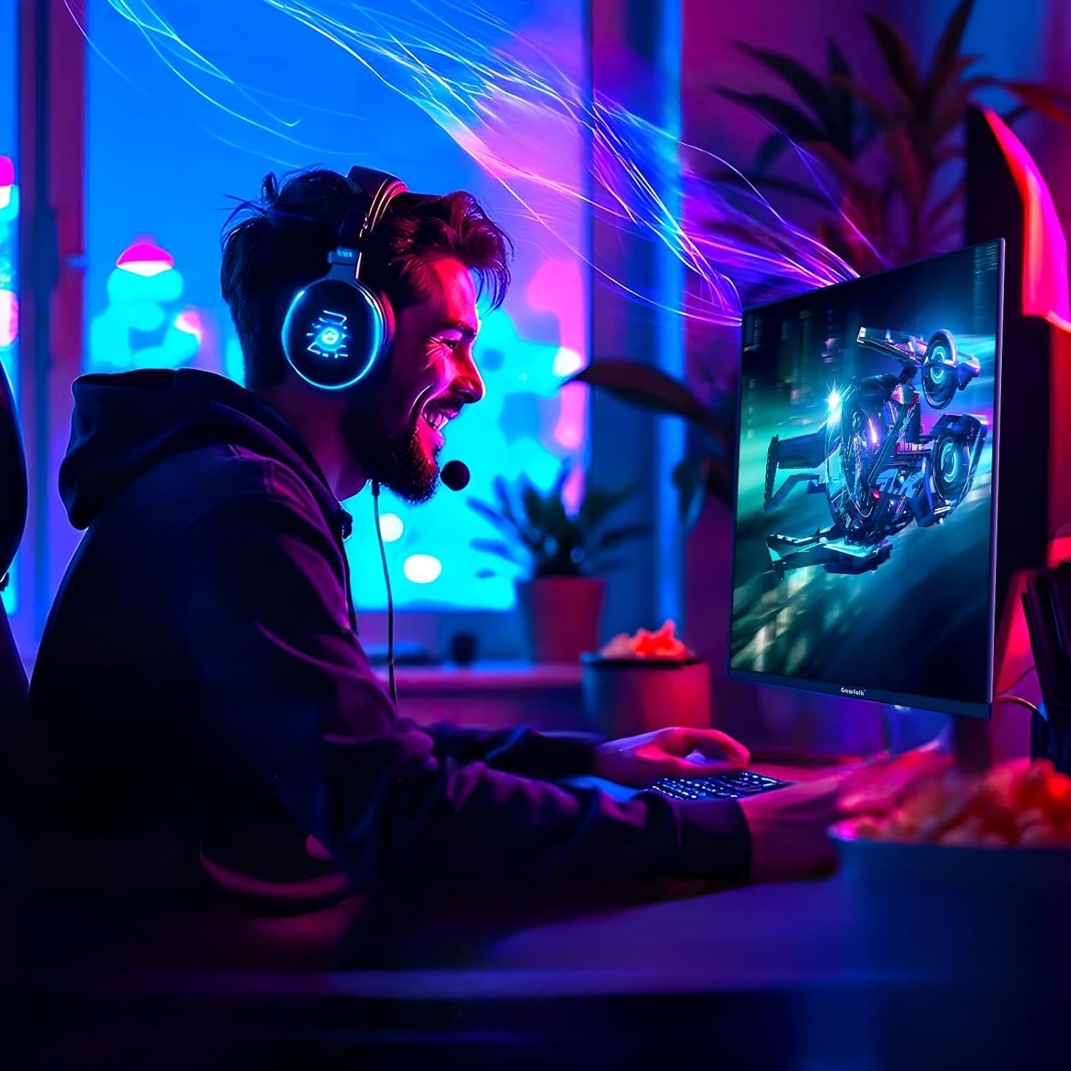 Gawfolk Gaming Monitor 27 inch QHD IPS, PC Screen 120Hz 2K (2560×1440P), Ultra-Thin Zero Frame Computer Display for Home Office Business, DP, HDMI, Wall-Mounted
