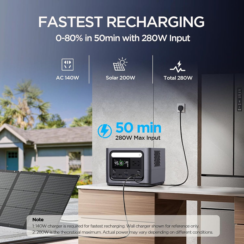 Go 300 Portable Power Station, 288Wh LiFePO4 Battery with 300W AC Outlet, Dual 140W USB-C Ports PD 3.1 Fast Charging, Solar Generator for Home Backup, Outdoor Camping, Travel, and Emergencies