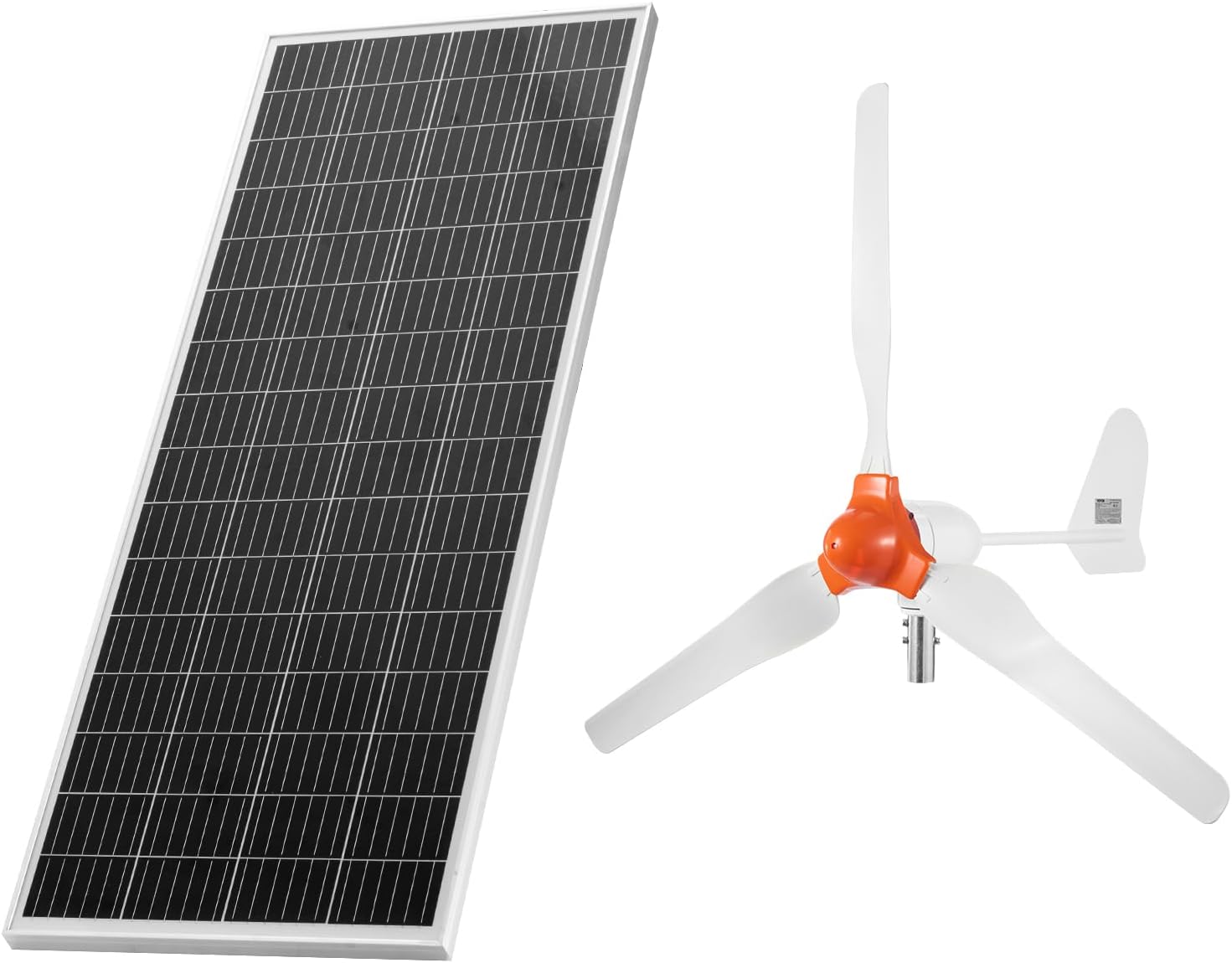 VEVOR 24V 1000W Solar Wind Power Kit, 6*100W Solar Panel + 400W Wind Turbine + 25.6V 100Ah LiFePO4 Battery + 3000W Power Inverter + MPPT Wind/Solar Hybrid Controller for Home Boat Cabin Farm Off-Grid