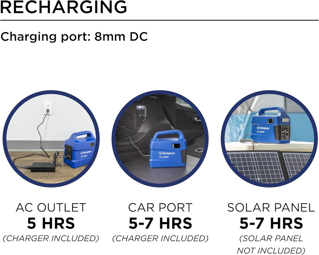 Westinghouse 296Wh 600 Peak Watt Portable Power Station and Solar Generator, Pure Sine Wave AC Outlet, Backup Lithium Battery for Camping, Home, Travel, Indoor/Outdoor Use (Solar Panel Not Included)