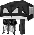 COBIZI 10x19ft Pop Up Canopy, Fully Waterproof Canopy Tent, 10x20 Canopy with Sidewalls, Black