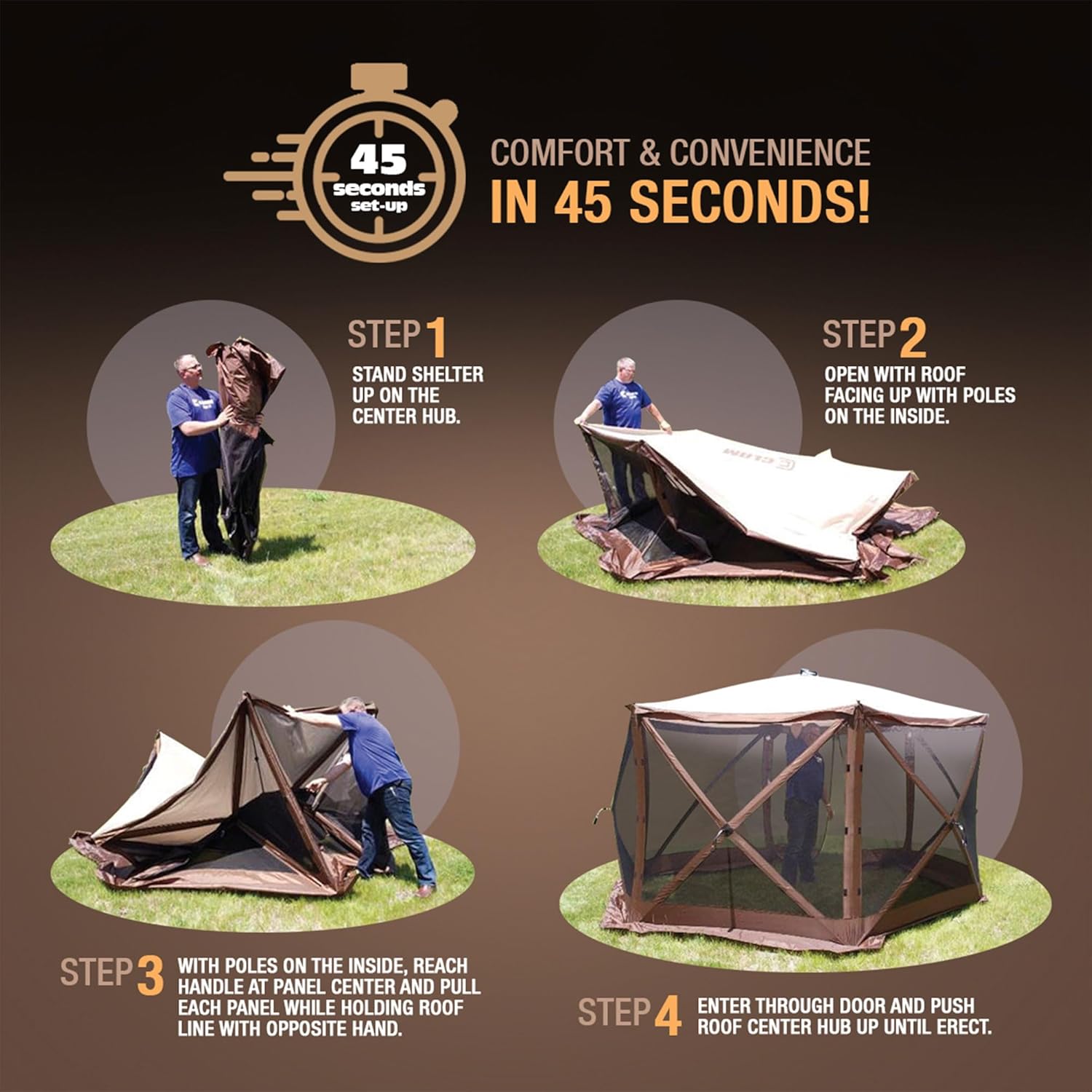 CLAM Quick-Set Pop Up Screen Tent, Traveler, 6 x 6 ft, Instant Setup Green Portable Outdoor Shelter, Compact Bug-Free Canopy Tent for Camping, Fishing, Backyard - Green