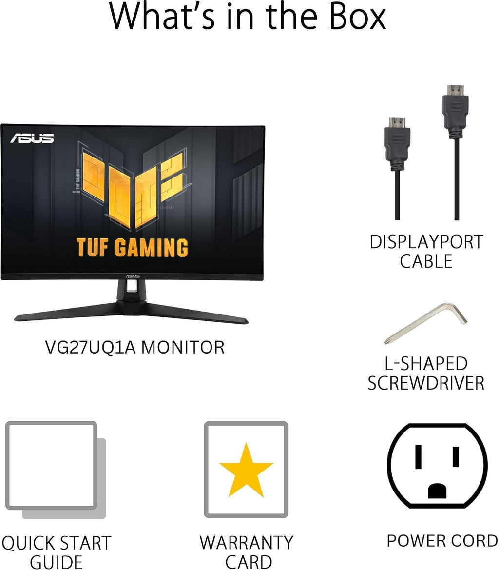 ASUS TUF Gaming 27' 4K HDR Monitor (VG27UQ1A) – 160Hz, 1ms, Extreme Low Motion Blur Sync, NVIDIA G-SYNC Compatible, AMD FreeSync Premium, 95% DCI-P3, DisplayWidget, 3 yr Warranty