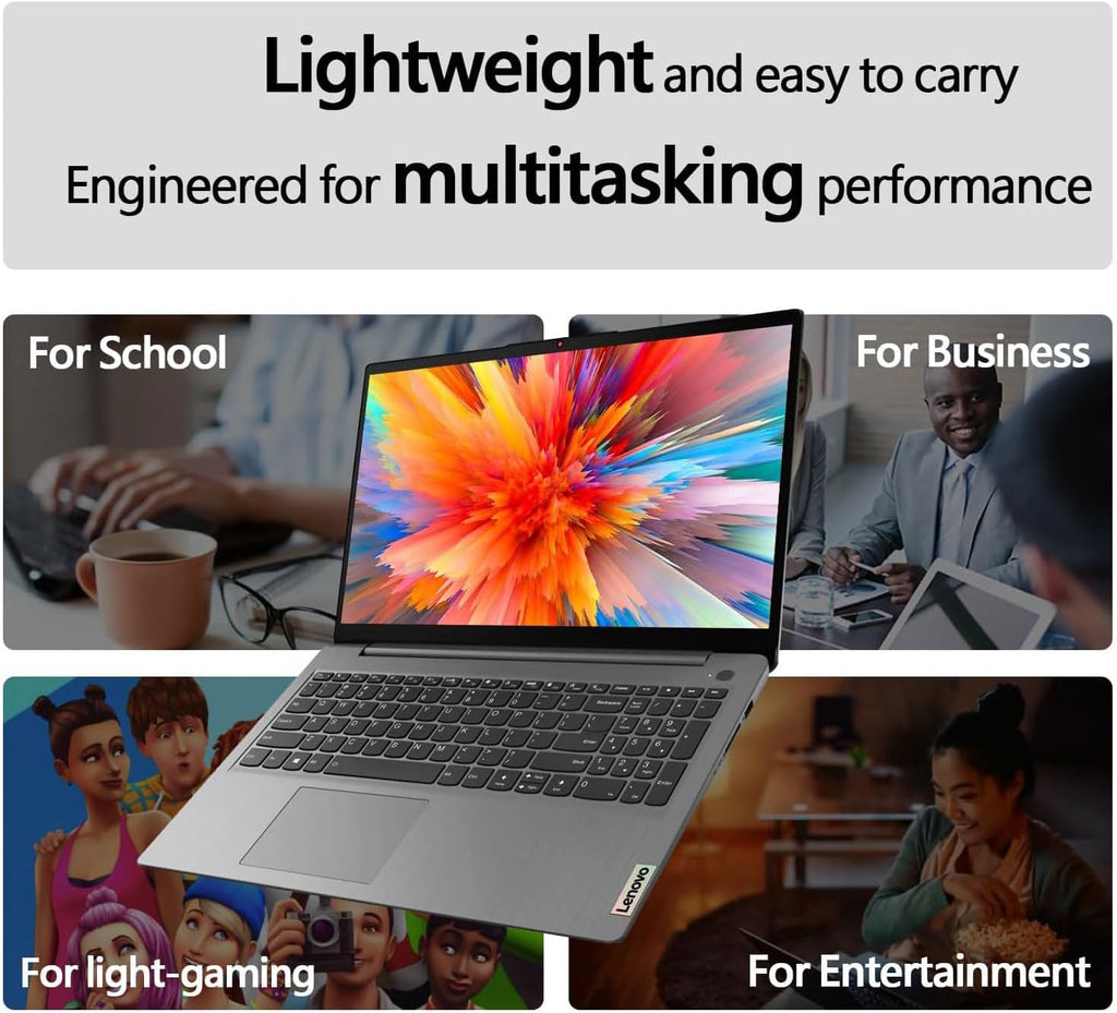 Lenovo IdeaPad 15.6 Home Laptop, FHD 220nits Anti-Glare, Intel Celeron 4-Core Processor, 8GB RAM, 256GB Storage(128GB eMMC + 128GB PCIe), Office 365, Wi-Fi 6, W11H, Additional 1 Yr ADP