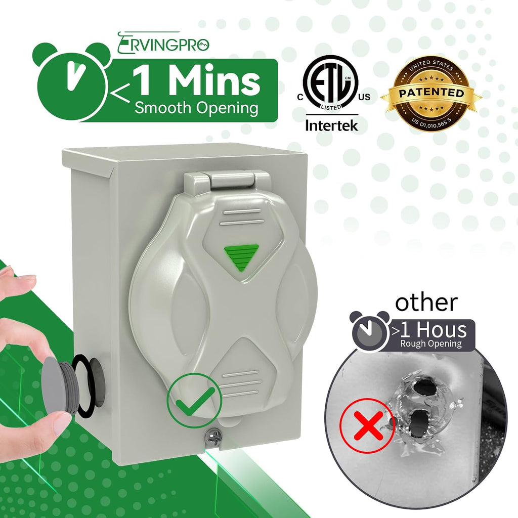 50 Amp Generator Cord 40FT and Power Inlet Box Combo Kit - Pre-Drilled, NEMA 14-50P to SS2-50R, Waterproof, ETL Listed