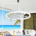 Depuley 20' Outdoor Ceiling Fan with Lights, White Waterproof Gazebo Hanging Fan with Remote App Control, Dimmable Plug in Caged outdoor Ceiling Fans for patios Porch 6-Speeds