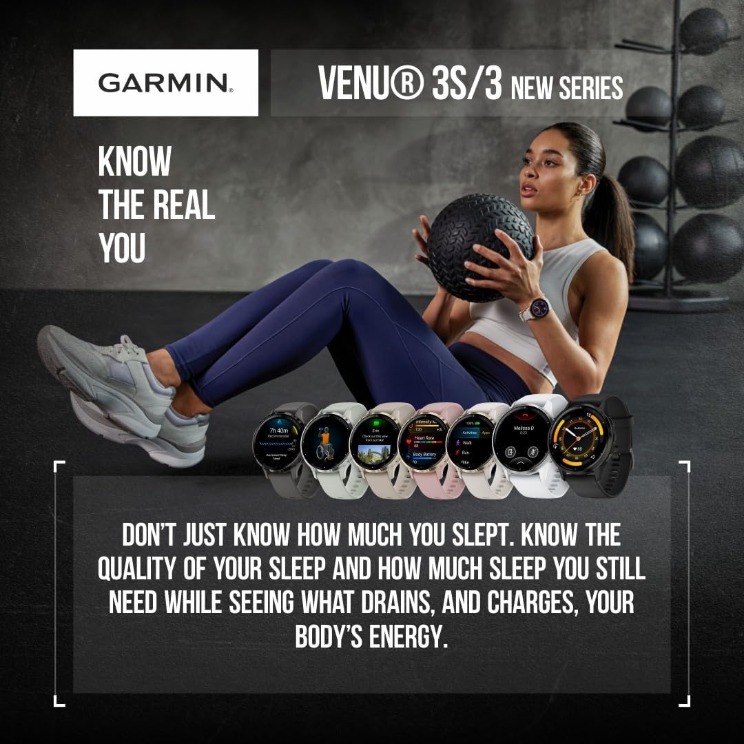 Garmin Venu 3 GPS Smartwatch AMOLED Display 45 mm Watch, Advanced Health and Fitness Features, Up to 14 Days of Battery, Wheelchair Mode, Whitestone with White Earbuds Bundle