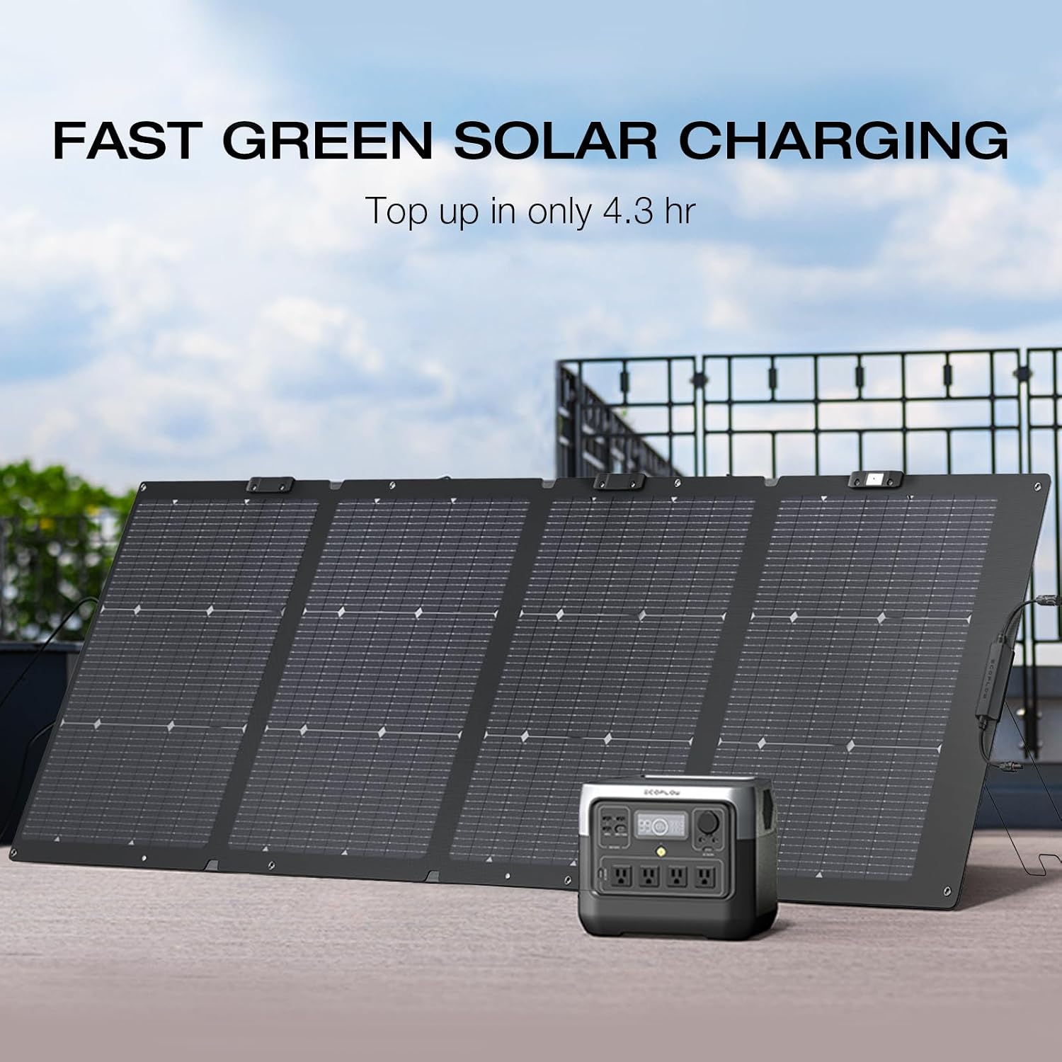 EF ECOFLOW Solar Generator RIVER 2 Pro 768Wh LiFePO4 Battery with 220W Solar Panel, 4x800W AC Outlets (1600W Surge), Portable Power Station for Home Backup Outdoors Camping RV Emergency