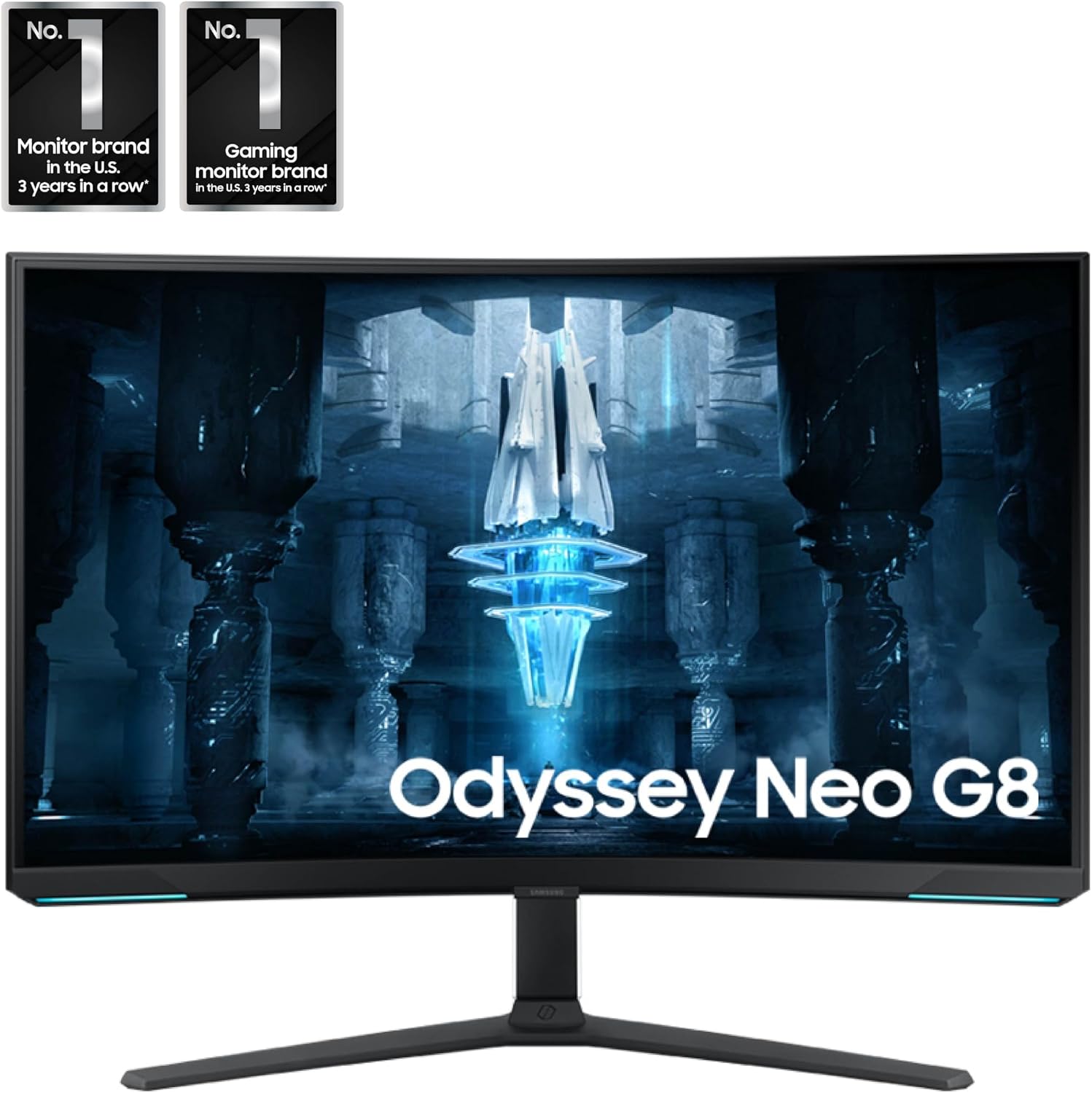 Samsung 32' Odyssey Neo G8 (G85NB) 4K UHD 240Hz 1ms G-Sync 1000R Curved Gaming Monitor, Quantum HDR2000, AMD FreeSync Premium Pro, Matte Display, DisplayPort, Black & White, LS32BG852NNXGO