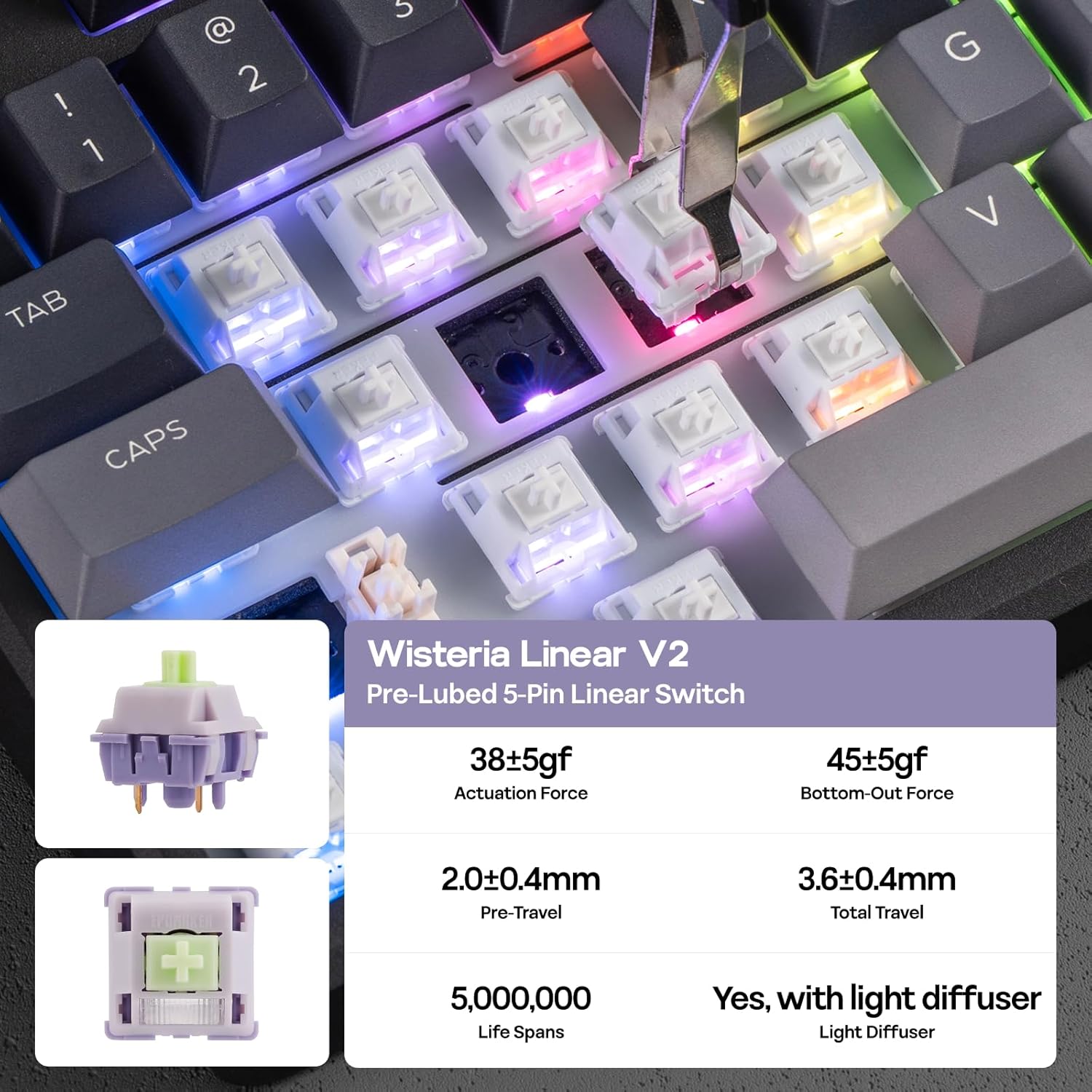 EPOMAKER Galaxy100 Lite QMK/VIA Gaming Keyboard with 8000mAh Battery and Numpad, 1800 Aluminum Mechanical Keyboard, USB-C/BT/2.4Ghz, Hot-Swap, Creamy Sound (Black, Wisteria Linear Switch)