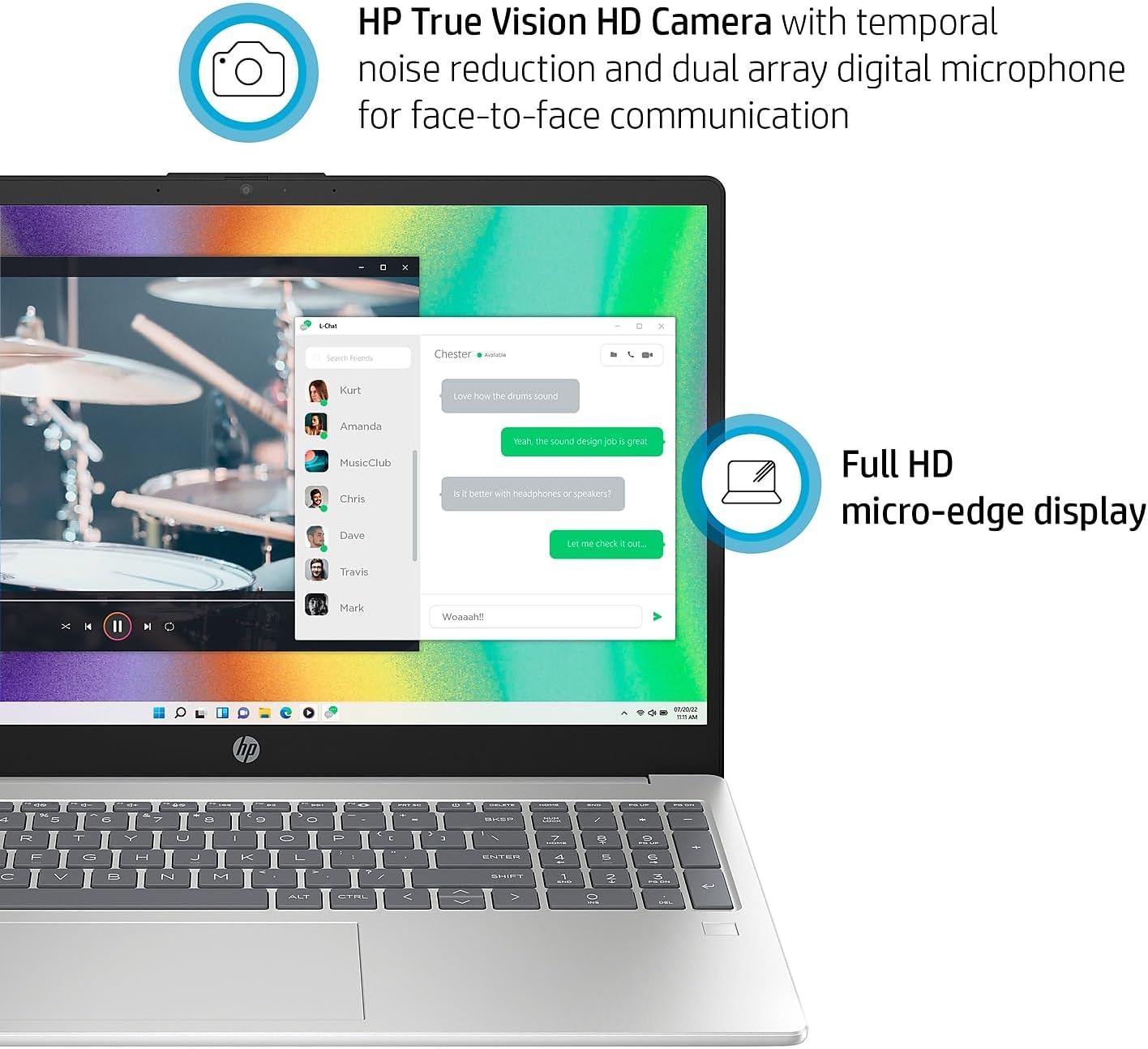 HP 15.6' Diagonal Full HD (1920 x 1080) Laptop, 11th Gen Intel Core i5-1135G7 Processor, 8GB DDR4 RAM, 256GB SSD, 802.11ac, Bluetooth, HDMI, Windows 11
