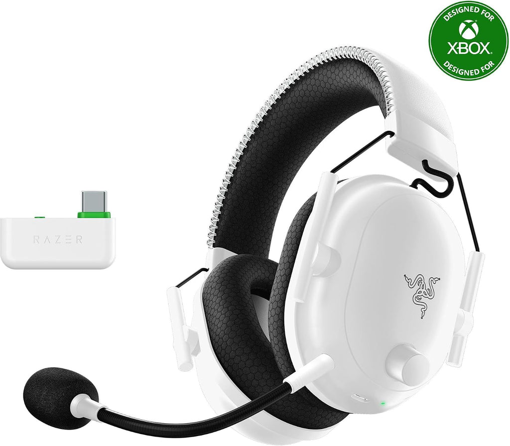 Razer BlackShark V2 Pro Wireless Xbox Gaming Headset: 50mm Drivers - Super Wideband Mic - Noise Isolating Earcups - for Xbox, PS5, Nintendo Switch 2, PC, Mac - Bluetooth, USB-C - 70hr Battery - White