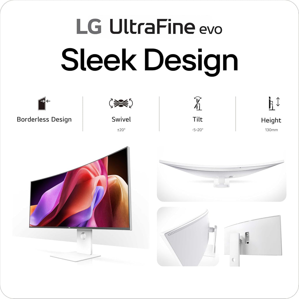 LG 40U990A-W 40-inch Ultrafine evo 5K2K WUHD (5120 x 2160) Nano IPS Curved Monitor, Thunderbolt 5, DisplayHDR 600, Built-in Speaker, 120Hz, HDMI 2.1, DP 2.1, USB C, Tilt/Height/Swivel Stand, White