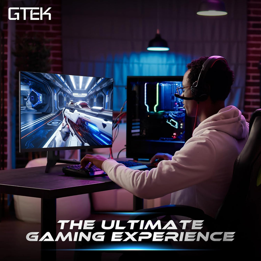 GTek 27' 2K QHD 2560×1440p Gaming Monitor, 240Hz Refresh, 1ms MPRT, Fast IPS, HDMI DisplayPort, Frameless Design, Adjustable Stand, Perfect for Gaming, Streaming & Productivity