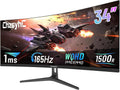 34 Inch Ultrawide Curved Gaming Monitor - WQHD 3440x1440p, 165Hz, 120% sRGB, FreeSync, VESA Mountable (DP&HDMI Cable Incl.) - Immersive PC Monitor for Gamers & Professionals, Black