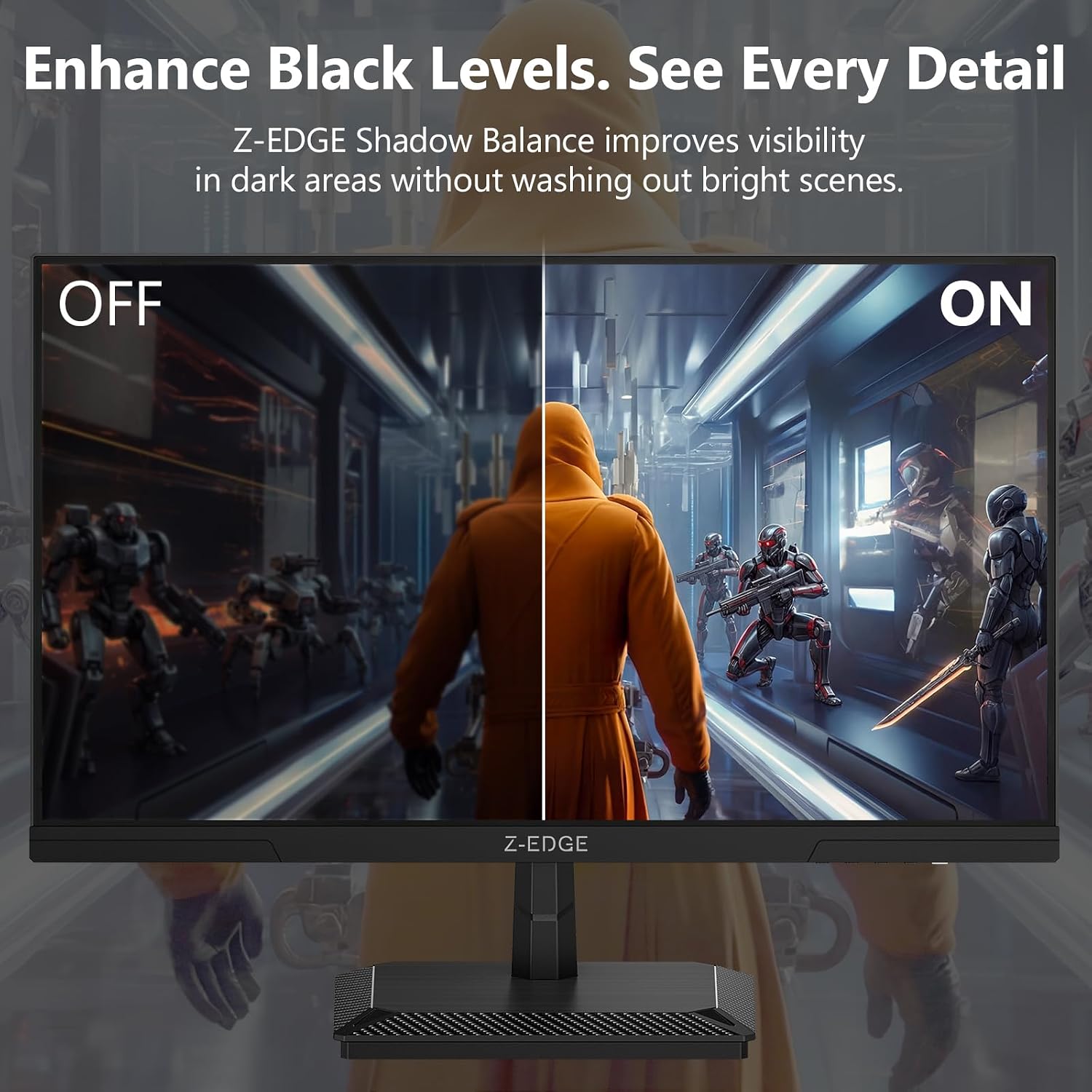 Z-Edge 27 inch Gaming Monitor 320Hz 300Hz, 2K QHD 1440P Fast IPS Monitor, G27IS 1ms MPRT Refresh Rate, sRGB 99%, Shadow Balance, PIP/PBP, HDMI 2.1x2, DP 1.4x2