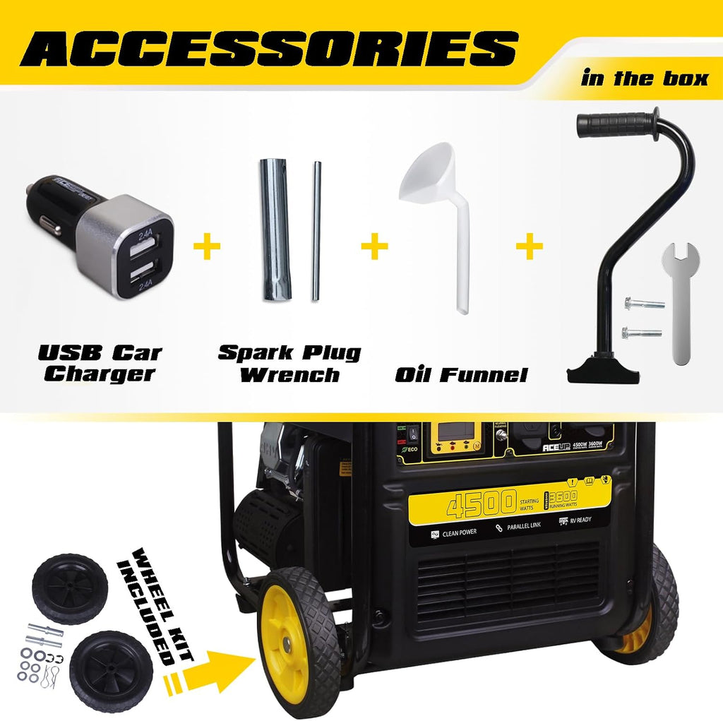 Aceup Energy 4500 Watt Gas Powered Generator, Inverter Portable Generator 223cc for Home Use RV Camping, EPA Compliant