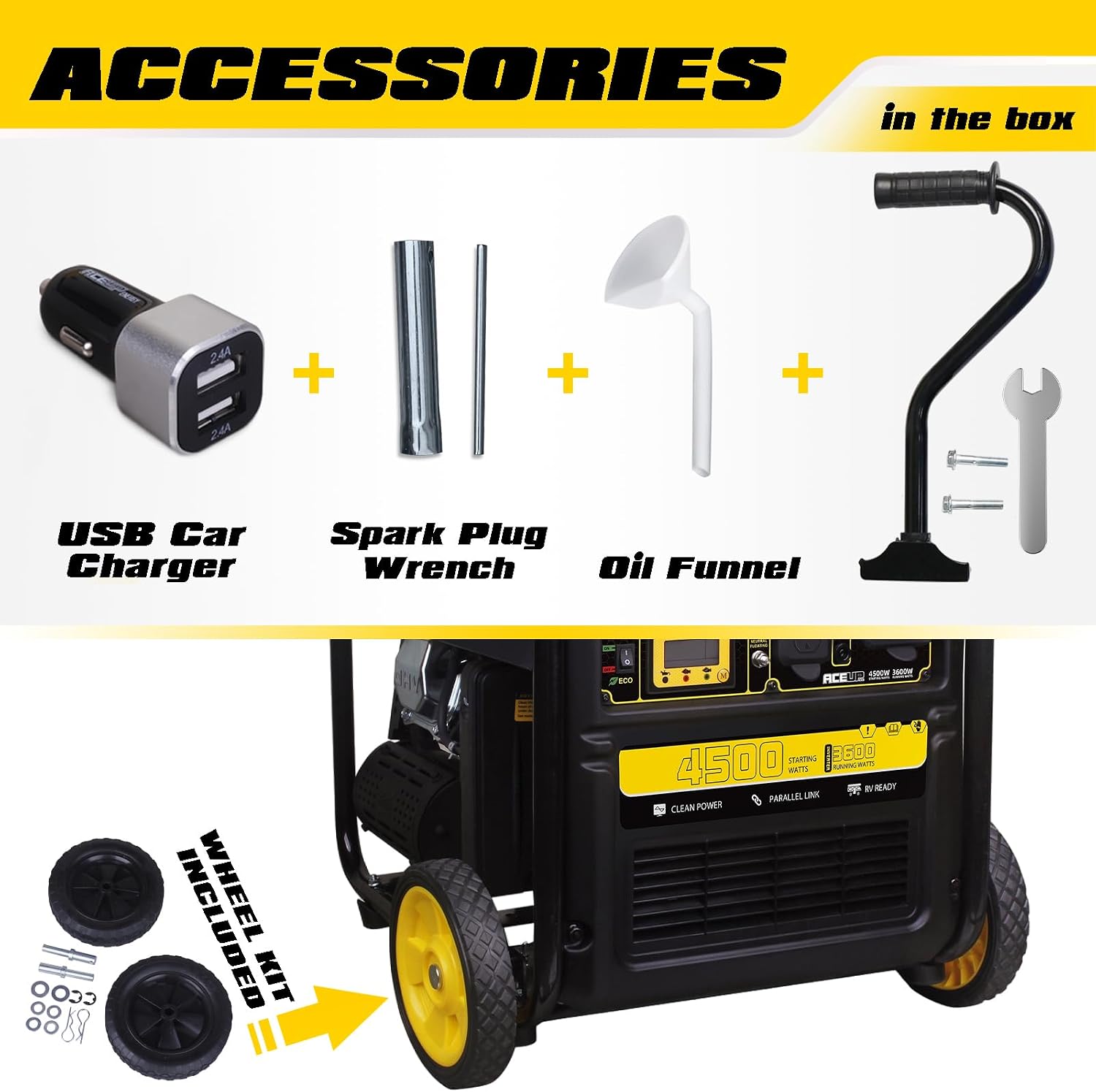 Aceup Energy 4500 Watt Gas Powered Generator, Inverter Portable Generator 223cc for Home Use RV Camping, EPA Compliant