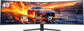 CRUA 49' Curved Gaming Monitor | DQHD(5120 * 1440), 144Hz/165Hz, 1500R, 32:9, AMD FreeSync, 120% sRGB, Height Adjustable Ultra-Wide Screen Monitors, HDMI 2.1 & DP 1.4, Wall Mount Install- Black