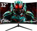 Gawfolk 32 Inch Curved Gaming Monitor 240Hz, 1800R PC Monitor Full HD 1080P, Frameless Computer Dispaly with Freesync and Eye Care Technology, Wall Mountable
