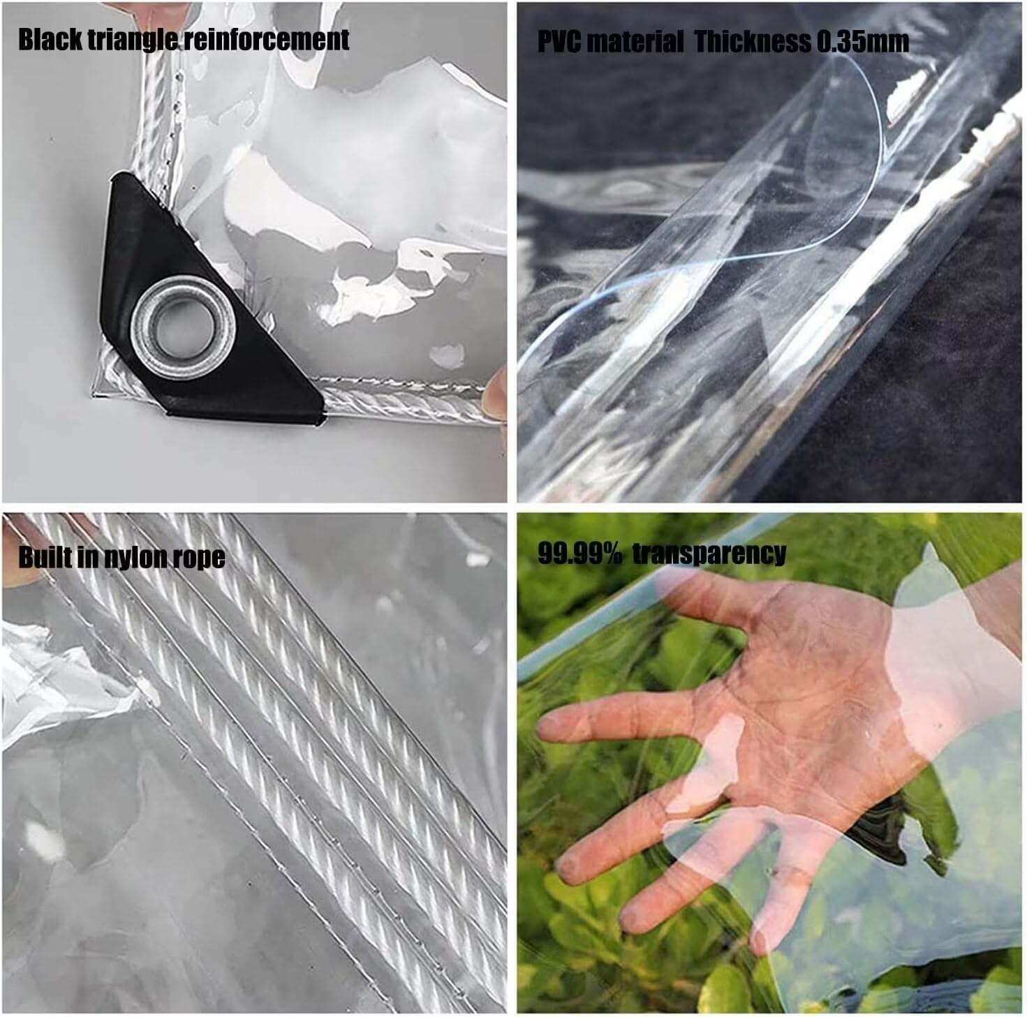 Clear Tarp 8' x 20' PVC 14 Mil Clear Tarps Heavy Duty Waterproof, 400g/m² Clear Tarps Vinyl with Grommets for Camping, Plants Greenhouse, Cars, Patio and Pavilion