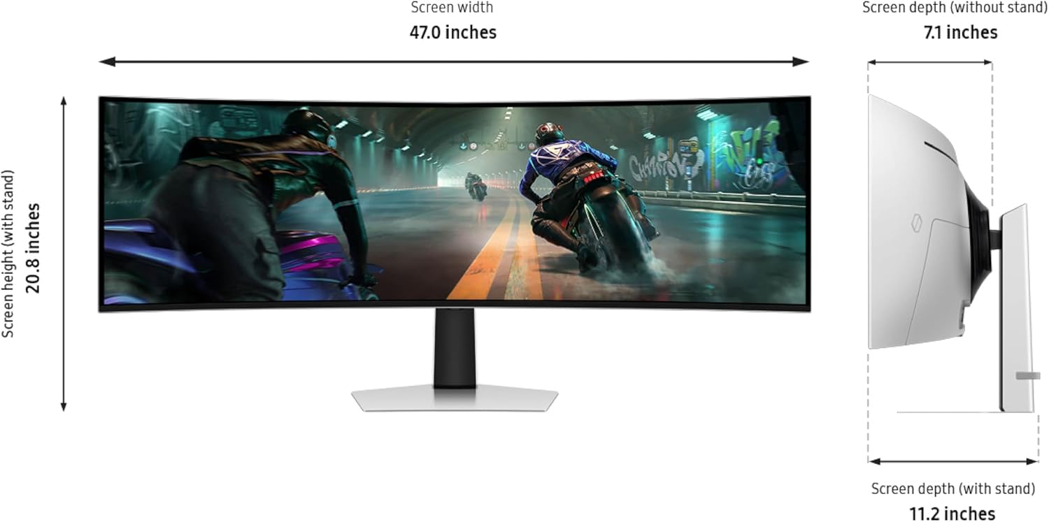 Samsung 49' Odyssey OLED G9 (G91SD) Dual QHD QD-OLED G-Sync Compatible Curved Gaming Monitor, 144Hz, 0.03ms, AMD FreeSync Premium Pro, Ergonomic Stand, 3 Year Warranty, LS49DG910SNXZA