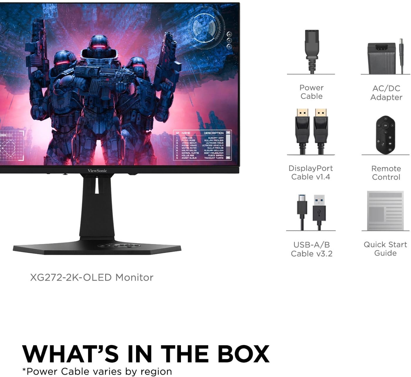 ViewSonic XG272-2K-OLED 27 Inch 1440p 240Hz OLED Ergonomic White Gaming Monitor with up to 0.01ms, FreeSync Premium, G-Sync Compatibility, RGB, and USB-C, HDMI v2.1, DP Inputs