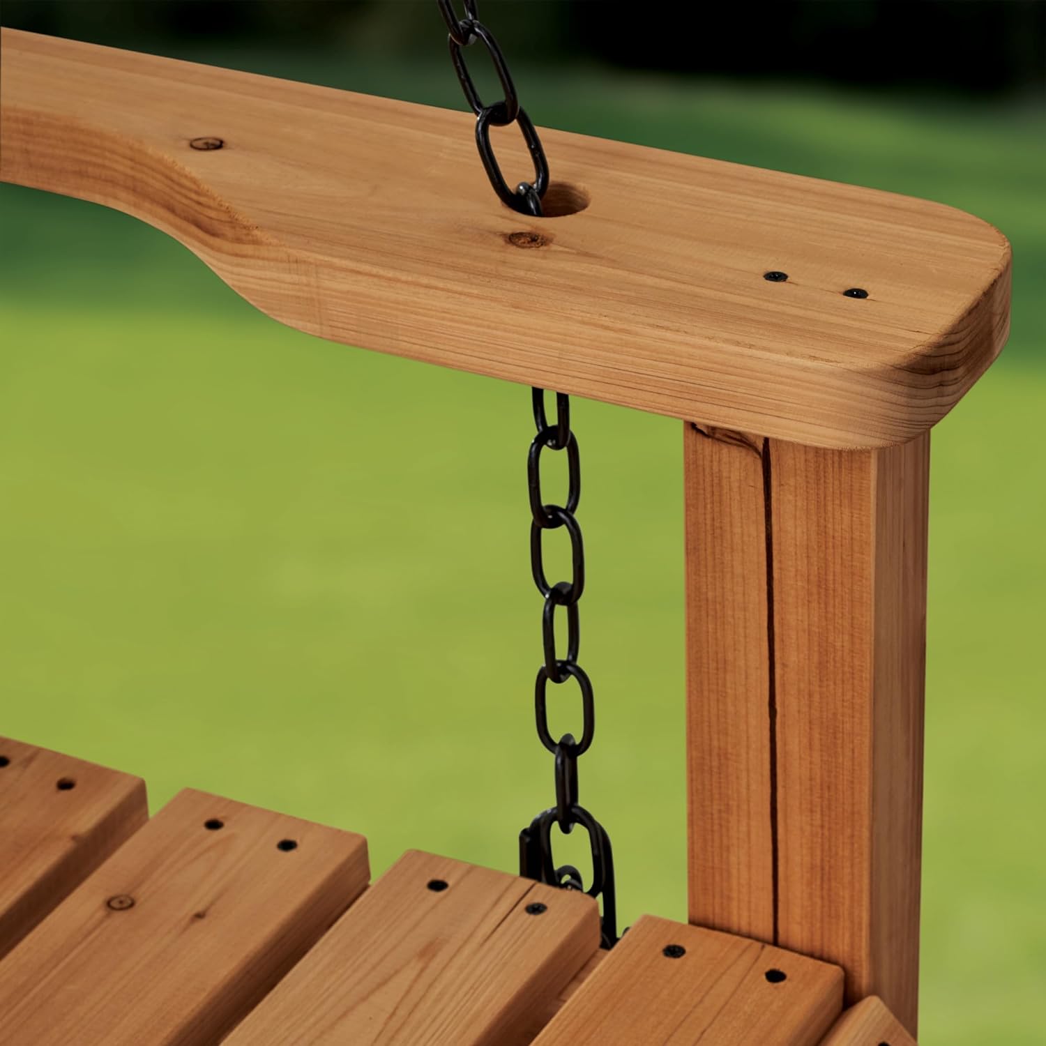 Backyard Discovery 55' Cedar Wood Farmhouse Outdoor Porch Swing Bench with Two-Person Seating, Durable Hanging Chains, Water-Resistant, Heavy-Duty 600 Lbs Weight Capacity for Patio, Deck, Garden