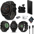 Garmin Fenix 8 47MM Solar Sapphire GPS Multisport Smartwatch Carbon Gray DLC Titanium with Black Gray Silicone Band, Built-in LED Flashlight Bundle with Accessories
