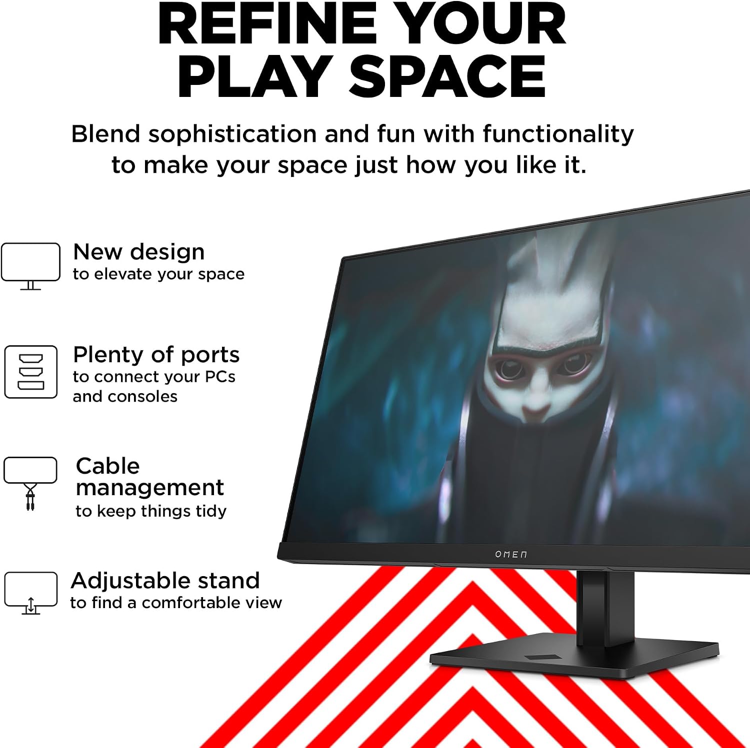 HP OMEN 23.8' FHD 165Hz Gaming Monitor, FHD Display (1920 x 1080), IPS panel, 99% sRGB, 90% DCI-P3, 16:9, AMD FreeSync Premium Technology, 24 (2023),Black