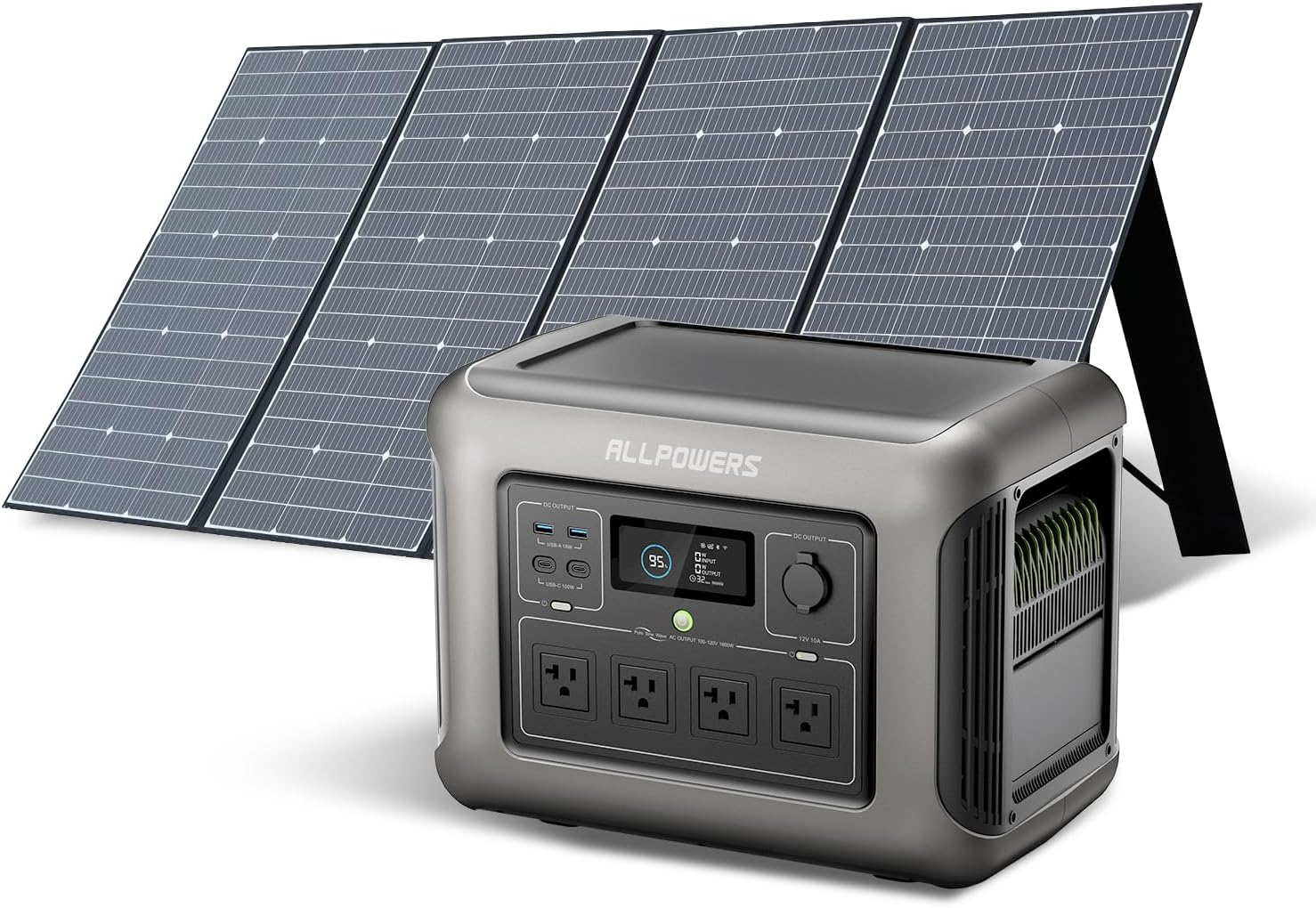 [2025 New Version] ALLPOWERS R1500 LITE Portable Power Station with SP037 Solar Panel, 1600W 1056Wh LiFePO4 Solar Generator with 400W Panel Included, Solar Power with UPS Function, Fast Charging