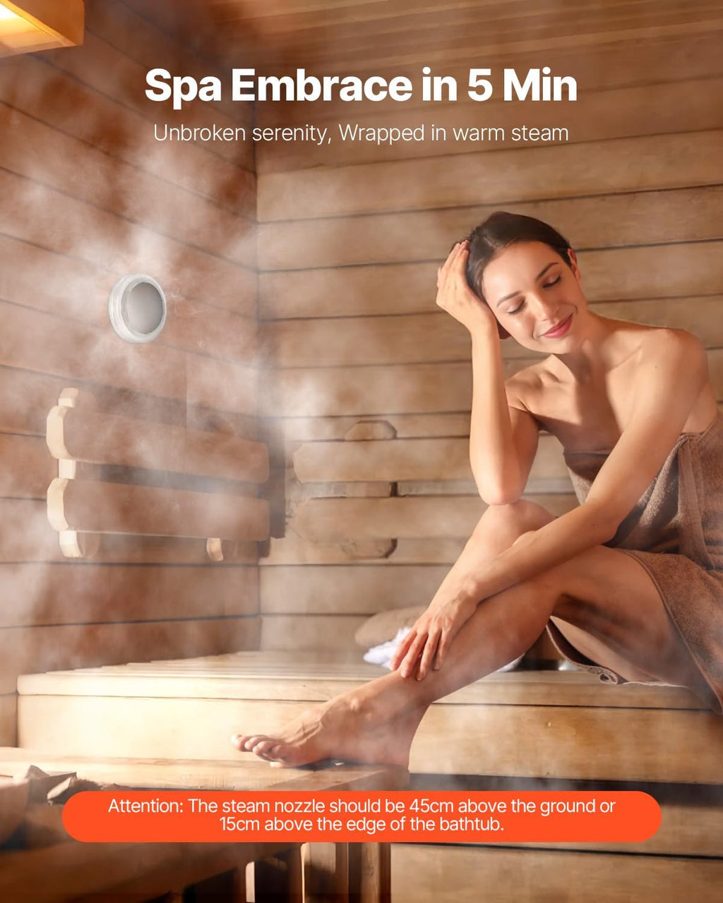 VEVOR Steam Generator, 4 kW Steam Shower System with Controller for Home Sauna & Spa, Commercial Auto Drain Kit with Overheat, Dry-Run & Overpressure Protection, 10min to 24h Timer, Black
