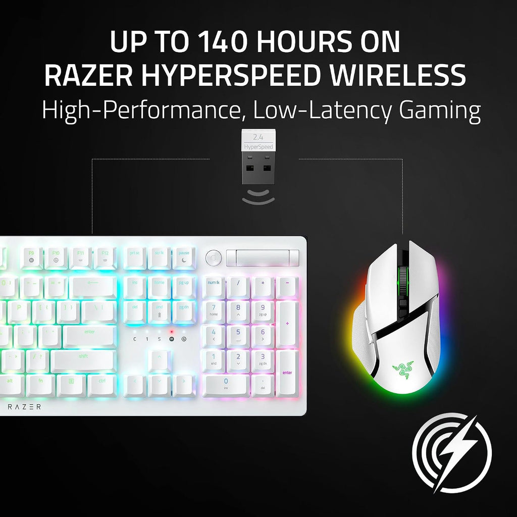 Razer Basilisk V3 Pro 35K Wireless Gaming Mouse: HyperScroll Tilt Wheel - 35K DPI Optical Sensor Gen 2-13 Customizable Controls - Chroma RGB - Optical Switches Gen 3 - Up to 140 Hr Battery - White