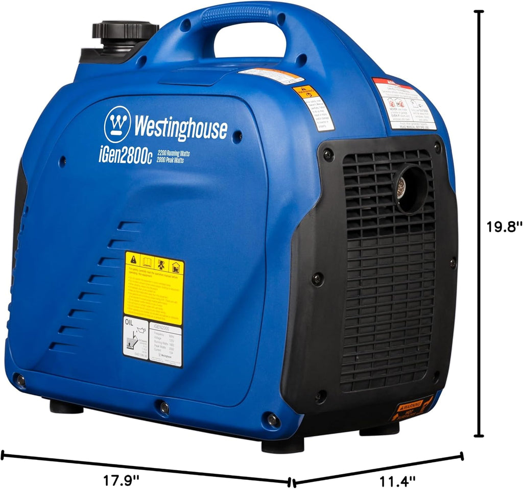Westinghouse 2800 Peak Watt Super Quiet & Lightweight Portable Inverter Generator, Gas Powered, CO Sensor, Parallel Capable, Long Run Time