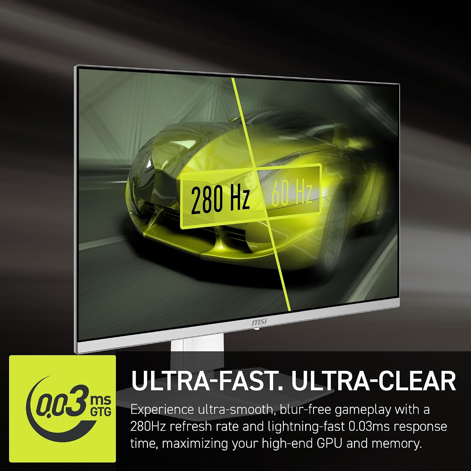 msi, MAG 272QPW QD-OLED X28, 27-Inch, WQHD, 2560x1440, Gaming Monitor, Quantum Dot OLED Panel, 280Hz, 0.03ms, DisplayHDR True Black 400, HDMI 2.1, DP 1.4a, USB C (15WPD), White