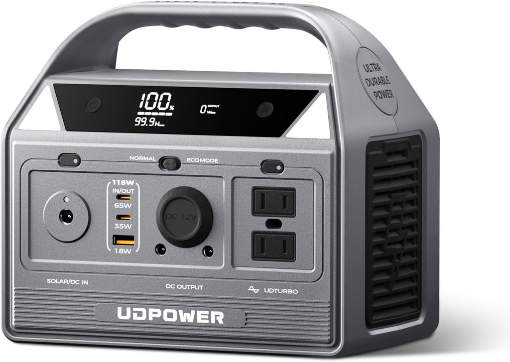 UDPOWER C400 256Wh Portable Power Station | 400W (800W Surge) Pure Sine Wave AC Outlet + PD3.0 USB-C | Solar Generator for Camping, Emergencies, CPAP